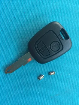 2 ks Micro Switch+1Pc 2 Tlačidlá Náhradné Diaľkové Kľúča Vozidla Prípade Shell Prázdne Uncut Čepeľ NE73 Pre Peugeot 106 206 306 406 Č Logo
