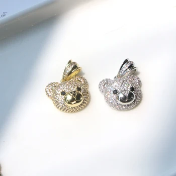 6PCS, 18K Reálne Pozlátené Micro Pave Zirkón Zviera Slon Medveď zobrazili kľúčové tlačidlá Pre Ručné dámske Luxusné Šperky Robiť Príslušenstvo