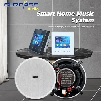 Smart Home Hudobný Systém 4-Palcový HD Displej, Bluetooth Stenu Zosilňovač Podporu AUX FM TF Kariet USB s 4