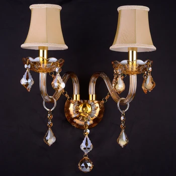 Európska Crystal Nástenné svietidlo high-end luxusný Steny v obývacej izbe lampy, nočné sviečky izba spálňa champagne gold crystal nástenné svietidlo