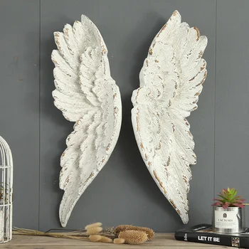 INNOVA, domáce dekorácie obývacia izba plavidlá, starožitné vintage white polyresin živice anjel krídla stene visí decor art