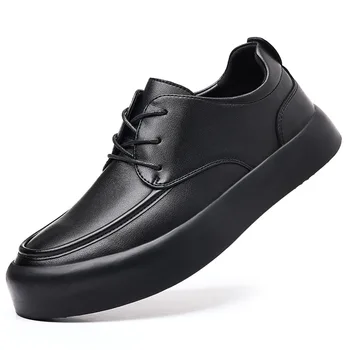 mens príležitostných formálne šaty, topánky čierne štýlové originálne kožené bytov obuvi business office platformové tenisky street style obuv