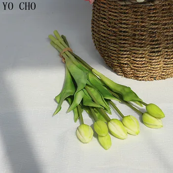 YO CHO 7PCS Mini Latex Tulipány Falošné Kvety Skutočný Dotyk Svadobný Kvet Domov Ozdoby, Umelý Kvet Kytice Párty Dodávky