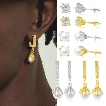 Autor diablov Pazúr Stud Náušnice pre Mužov, Ženy Imitácia Perly Zlatá Farba Zirkón Niť Obruče Earing Punk Šperky OHE131
