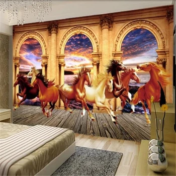 beibehang Vlastné 3d veľké tapety kone triumf tvorivé Európskej 3D scenérie, TV joj, steny papiere domova tapety