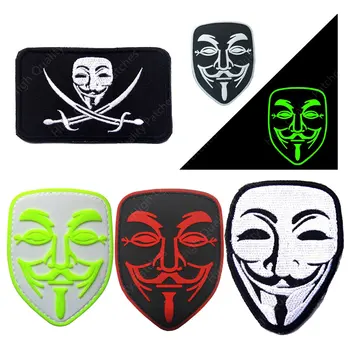 V for Vendetta Značky Maska Vyšívané Magic Patch Pvc Rameno Odznak Oblečenie Škvrny Háčika a Krúžok Škvrny na Oblečení Výšivky urob si sám