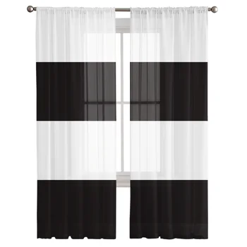 Čierna a Biela Bold Stripes pre Jednoduchosť Naprostej Okno Závesy Obývacia Izba, Spálňa Dievčatá Miestnosti Dekorácie Tylu Záclony