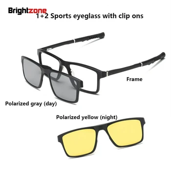 Brightzone Šport Voľný Čas Optické Rám Magnet Clipon Unisex Krátkozrakosť Predstavenie Okuliare Polarizované Slnečné Šošovky Nočné Videnie Klip Na