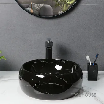 Nordic Light Luxurybathroom umývadlo Umývadlo Čierny Okrúhly Stôl Umývadlo Home Yang Pultu Kúpeľňový Nábytok Umývadlo