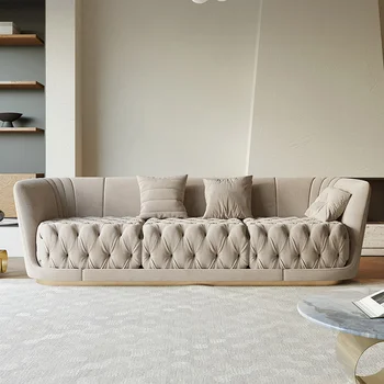 Taliansky ľahké luxusné dizajnér obývacia izba moderný jednoduchý rovný riadok technológia handričkou gauč