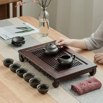 Čínske Prírodné Bambusové Čaju Zásobník Vody Skladovanie Kung Fu Čaj Nastaviť Zásuvky Japonskom štýle Čaj Skladovanie Zásobník Domácnosti Čaj Rada