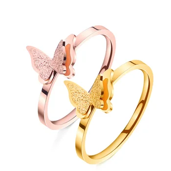 Motýľ Prstene Pre Ženy Nehrdzavejúcej Ocele Pinky Ring Kpop Štýl Zlatá Farba Módne Šperky Veľkoobchod Teen Dary