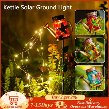 Solárne LED Zalievanie Svetlo Môže Iron Art Kanvica Lampa Visí Duté Vody Posypeme Krajiny Svetlo Lampy pre Záhradné Dvore Cesta