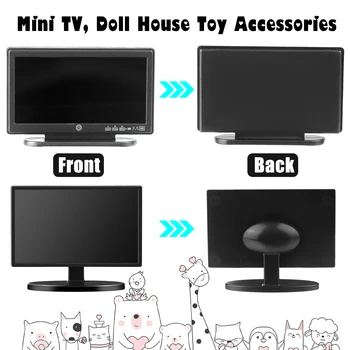 1:12 Doll House TV Diaľkové Ovládanie Simulácie Miniatúrny domček pre bábiky s Nábytkom Obývacia Izba Dekorácie Televízie Pre Dievča A Chlapca
