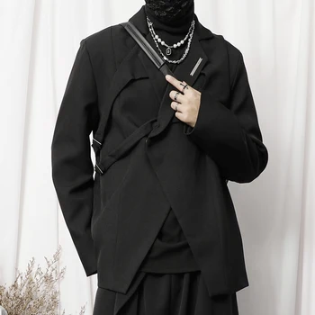 Nová jarná 2023 pánske oblek čiernej nika asymetrický dizajn, senior malé módne sako